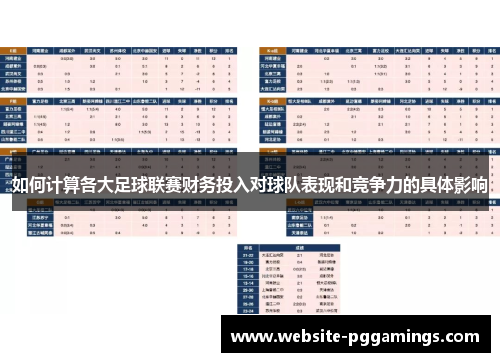 如何计算各大足球联赛财务投入对球队表现和竞争力的具体影响